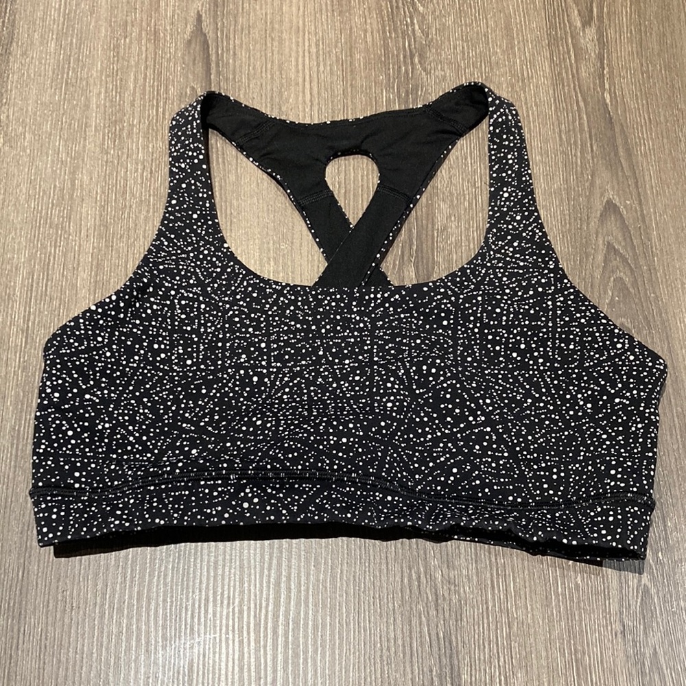 Size 10 Lululemon Black and White Dots Sports Bra